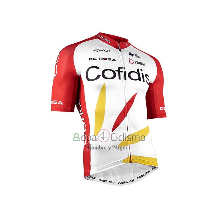Cofidis Ropa Ciclismo Culotte Corto 2021 Mangas Cortas Rojo Blanco